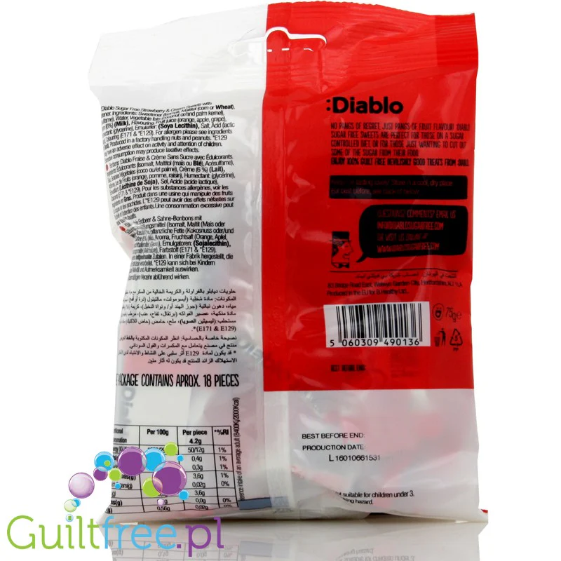 Diablo śmietankowo-truskawkowe cukierki bez cukru 12kcal - Image 3
