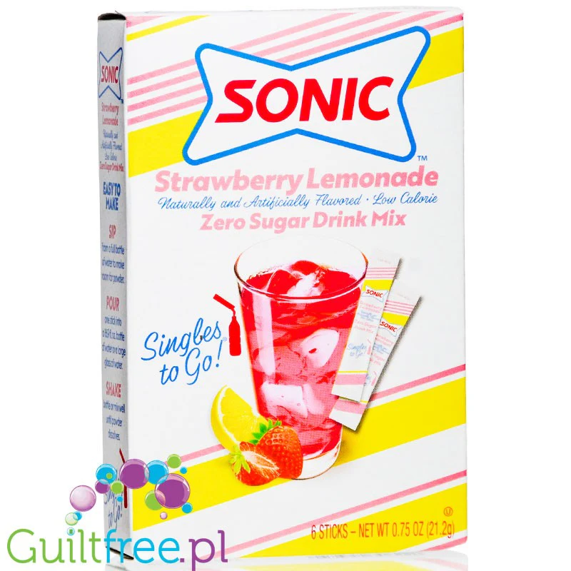 Sonic Zero Sugar Singles to Go Strawberry Lemonade - saszetki smakowe do wody bez cukru i kcal, smak Truskawka & Limonk