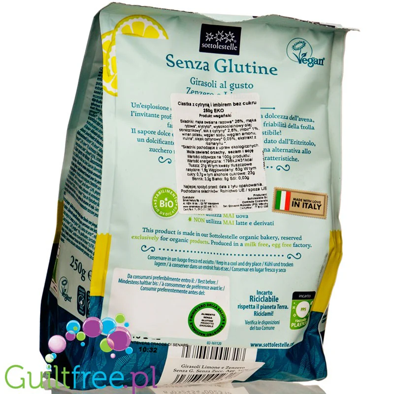 Sottolestelle Cookies Lemon and Ginger - cytrynowo-imbirowe ciastka bezglutenowe  bez dodatku cukru - Image 3