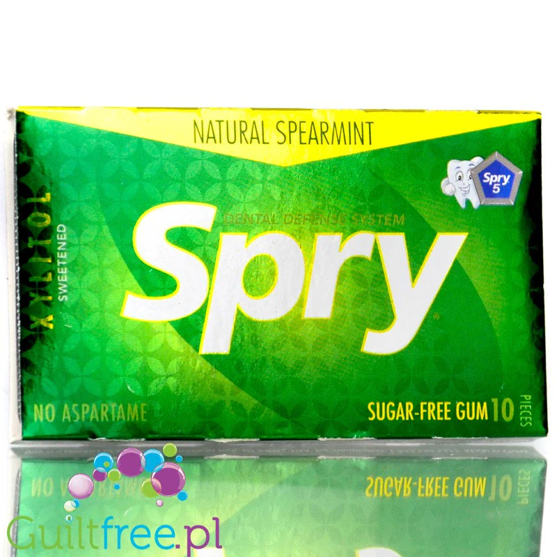 Spry Natural Spearmint – bezglutenowa guma do żucia z ksylitolem o smaku naturalnej mięty kędzierzawej