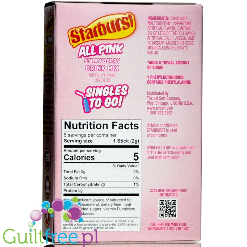 Starburst All Pink Strawberry Singles to Go- saszetki bez cukru, napój instant, Truskawka - Image 2