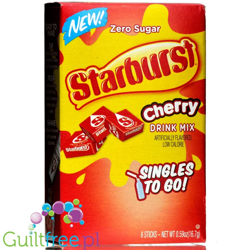 Starburst Cherry Singles to Go- saszetki bez cukru, napój instant, Wiśnia