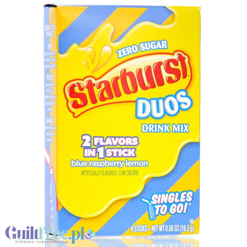 Starburst Duos Drink Blue Raspberry Lemon - saszetki bez cukru, napój instant, Malina z Cytryną