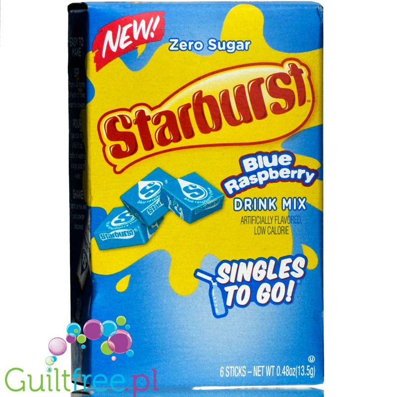 Starburst Blue Raspberry Singles to Go - saszetki bez cukru, napój instant, Malina