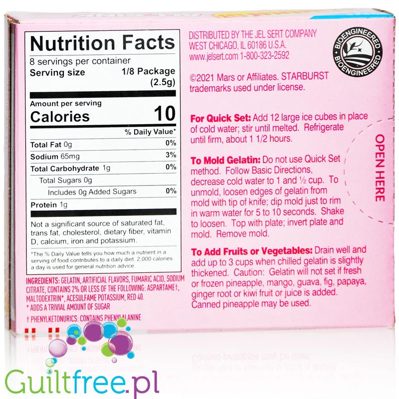 Starburst All Pink Strawberry Gelatin 5kcal - galaretka bez cukru, Różowa Truskawka - Image 2
