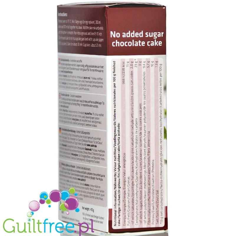Sukrin Chocolate Cake - czekoladowe ciasto bez cukru, mieszanka do wypieku - Image 3