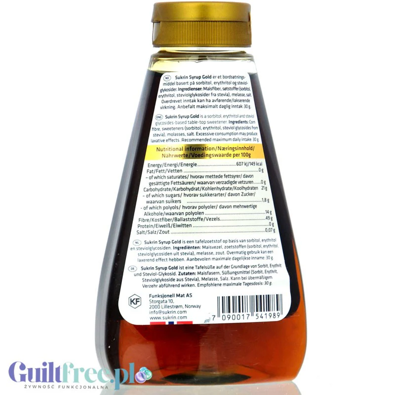 Sukrin Sirup Gold - gęsty syrop słodzący low carb, 50% błonnika 330ml 450g - Image 3