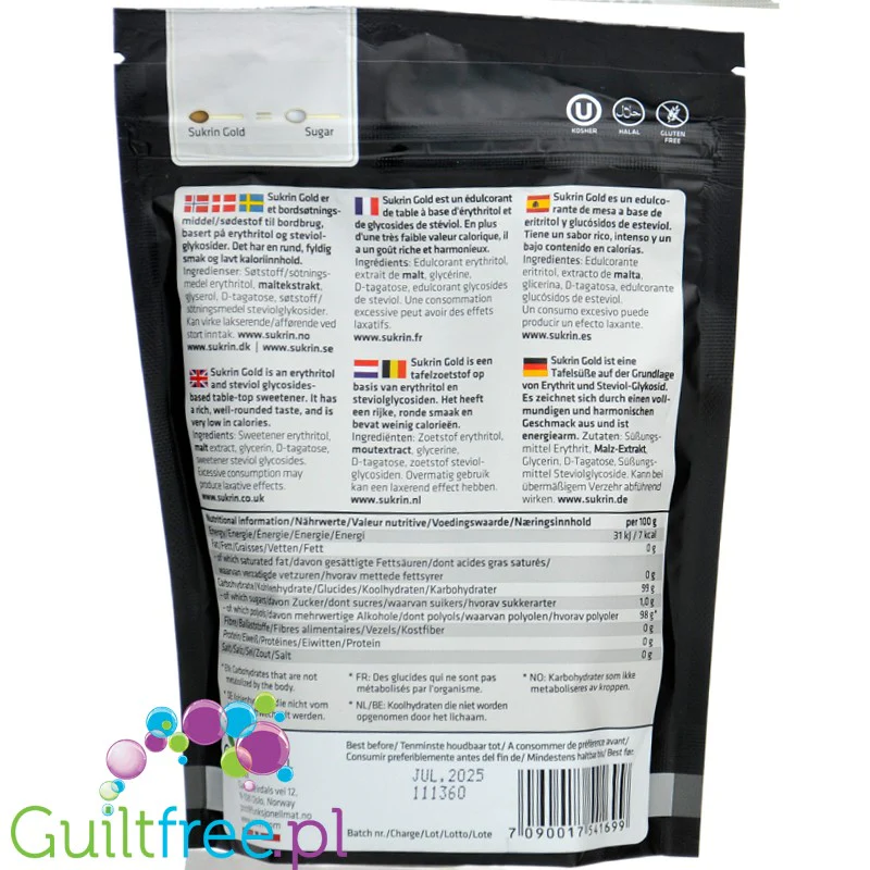 Sukrin Gold 250g - naturalny słodzik jak brązowy cukier Erytrol & Stewia 7kcal - Image 2