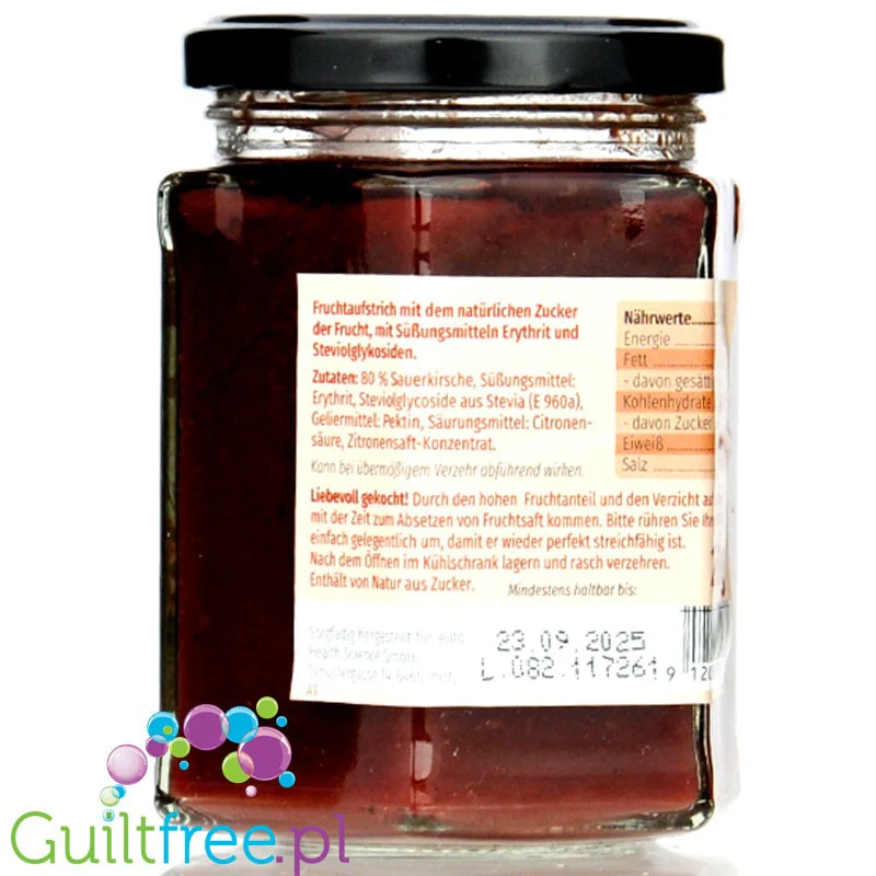 Sukrin Sauerkirsche - dżem wiśniowy ze stewią i erytrolem 59kcal, 80% Owoców - Image 3