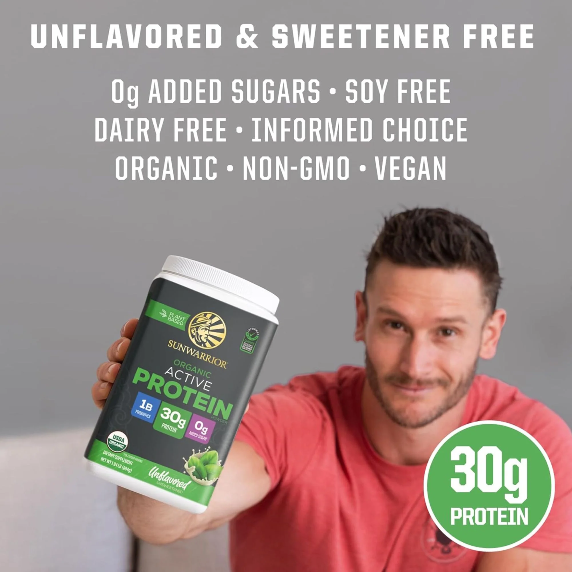 Sunwarrior Active Protein Organic Unflavored 884 g - organiczna wegańska odżywka białkowa - Image 3