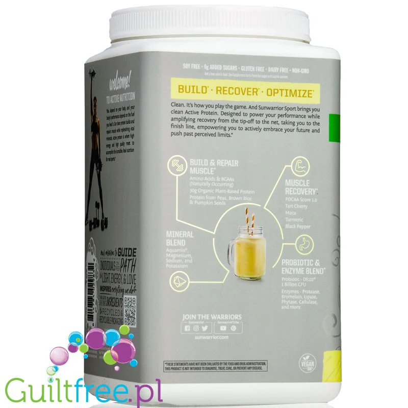 Sunwarrior Active Protein Organic Vanilla 1KG - organiczna wegańska odżywka białkowa ze stewią - Image 3