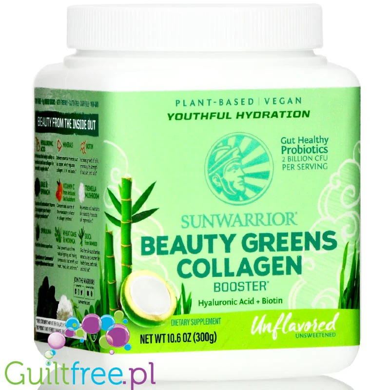 Sunwarrior Beauty Greens Collagen Booster Unflavored - wegańska formuła stymulująca wytwarzanie kolagenu