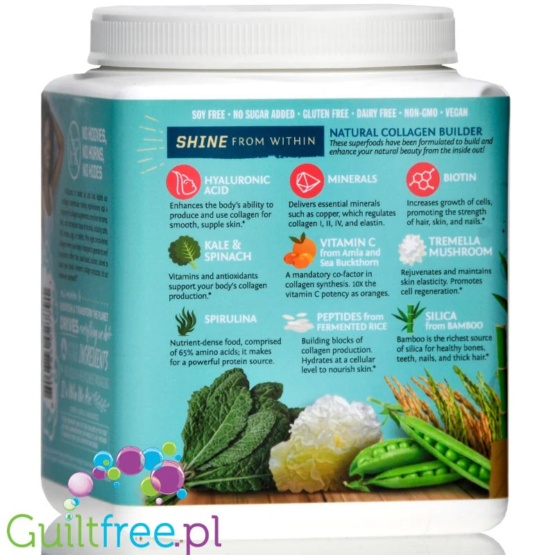Sunwarrior Collagen Building Peptides, Salted Caramel - wegańska odżywka białkowa stymulująca wytwarzanie kolagenu - Image 4