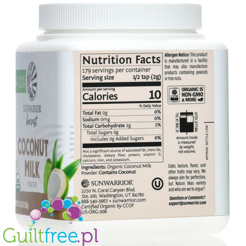 Sunwarrior Harvest Coconut Milk Powder - organiczne mleczko kokosowe w proszku 100% - Image 2
