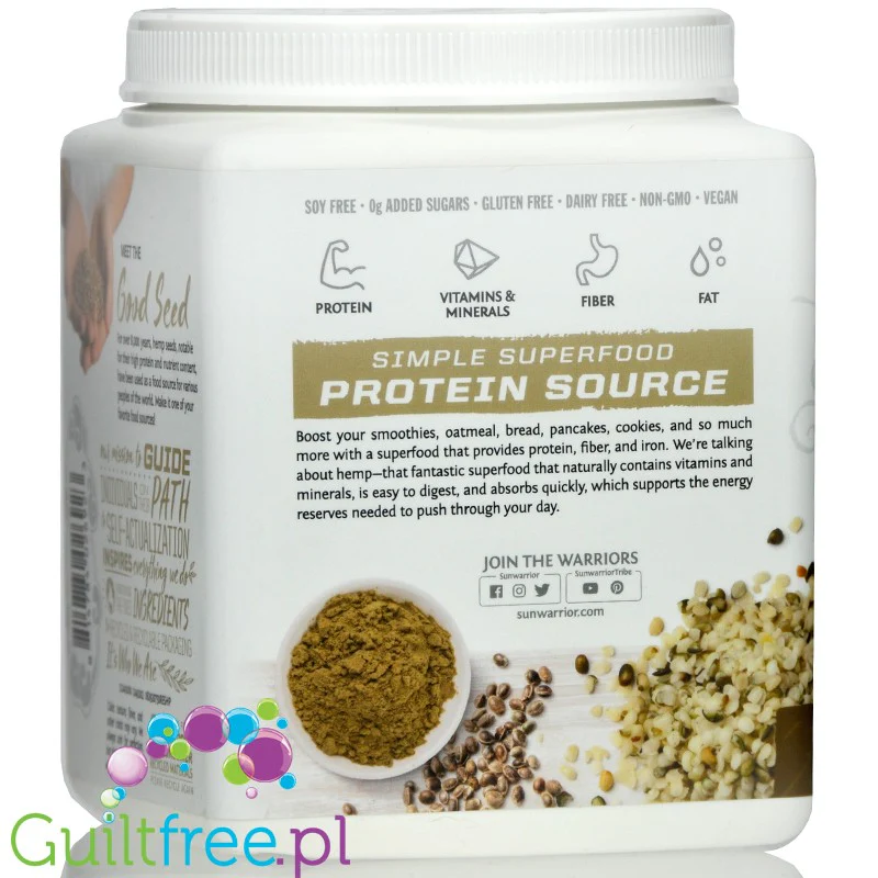 Sunwarrior Hemp Protein - wegańskie organiczne białko konopne 100% bez słodzików i aromatów - Image 4
