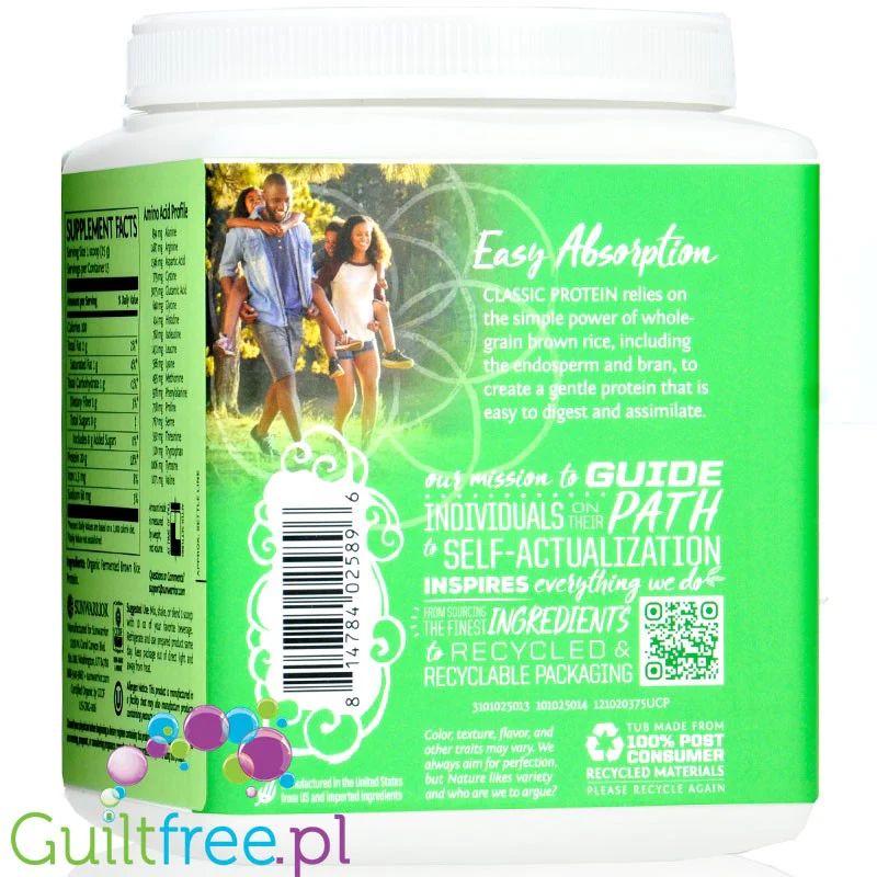 Sunwarrior Protein Classic Unflavored 0,37KG - organiczna wegańska odżywka białkowa bez cukru i słodzików - Image 3