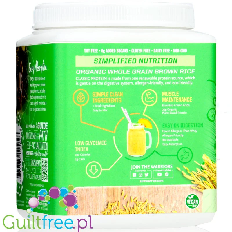 Sunwarrior Protein Classic Vanilla 0,37KG - organiczna wegańska odżywka białkowa ze stewią - Image 3