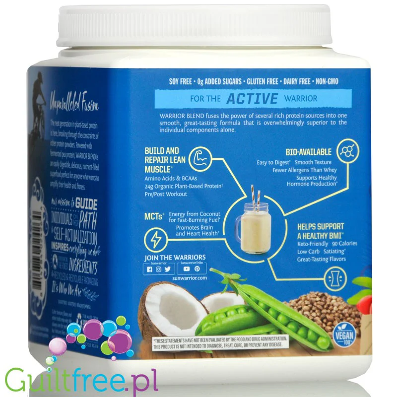 Sunwarrior Protein Warrior Blend 0,375kg, Mocha - wegańska organiczna odżywka białkowa z goji i MCT - Image 3