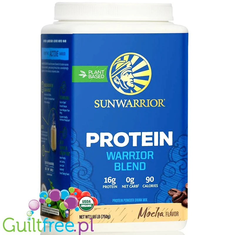 Sunwarrior Protein Warrior Blend 0,75kg, Mocha - wegańska organiczna odżywka białkowa z goji i MCT