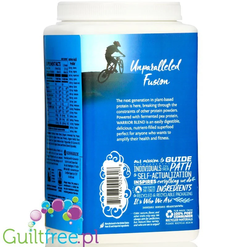 Sunwarrior Protein Warrior Blend 0,75kg, Mocha - wegańska organiczna odżywka białkowa z goji i MCT - Image 3