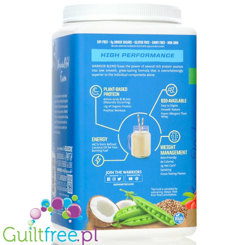 Sunwarrior Protein Warrior Blend Maple French Toast 0,75kg - wegańska organiczna odżywka białkowa z goji i MCT - Image 4