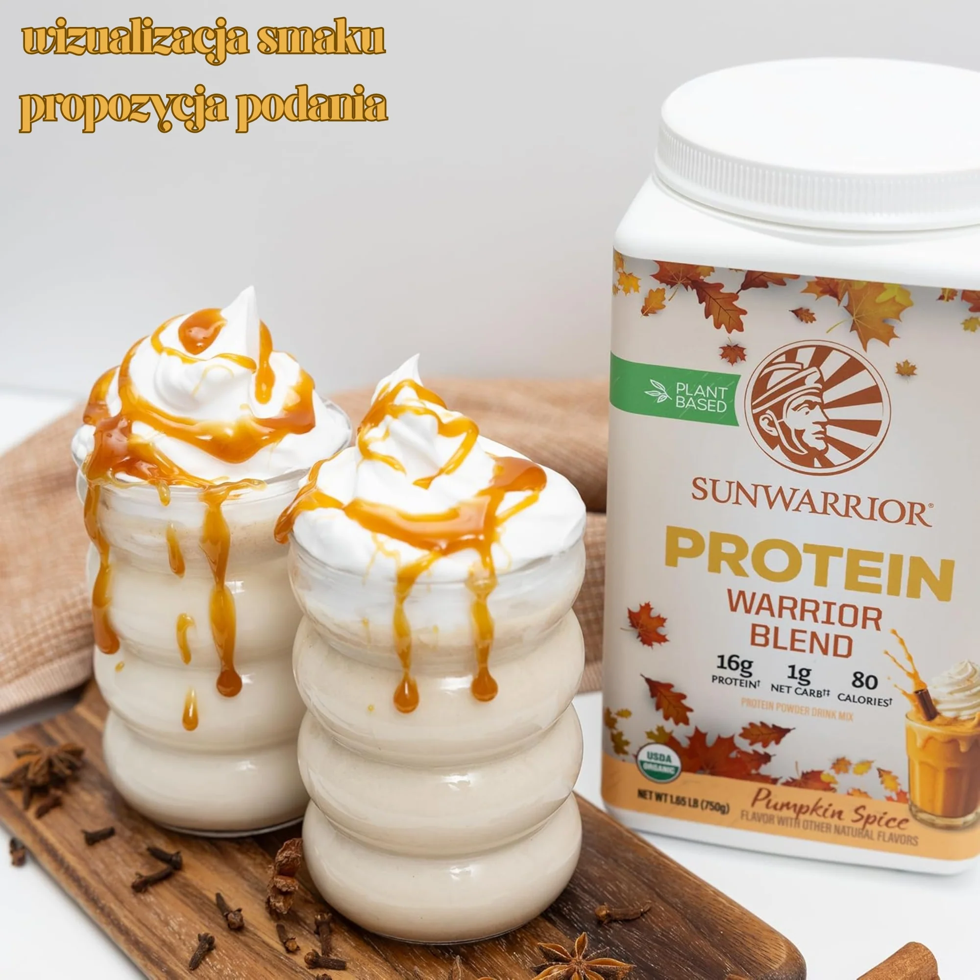 Sunwarrior Protein Warrior Blend Pumpkin Spice 750g - wegańska organiczna odżywka białkowa z goji i MCT - Image 6