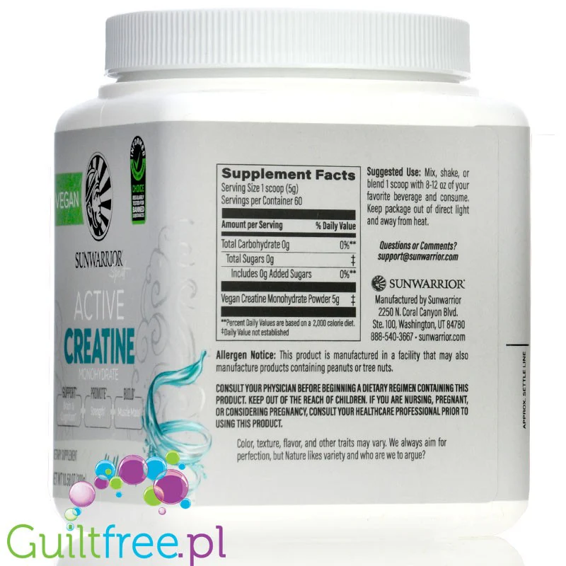 Sunwarrior Sport Active Creatine Unflavored - wegańska kreatyna jednowodna (monohydrat) bez aromatów i słodzików - Image 4