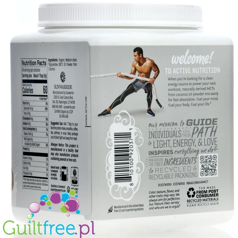 Sunwarrior Sport Active MCT Oil Powder - organiczne triglicerydy średniołańcuchowe z oleju kokosowego - Image 3
