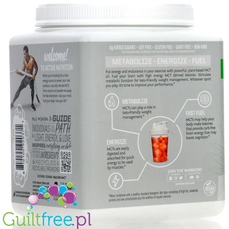 Sunwarrior Sport Active MCT Oil Powder - organiczne triglicerydy średniołańcuchowe z oleju kokosowego - Image 4