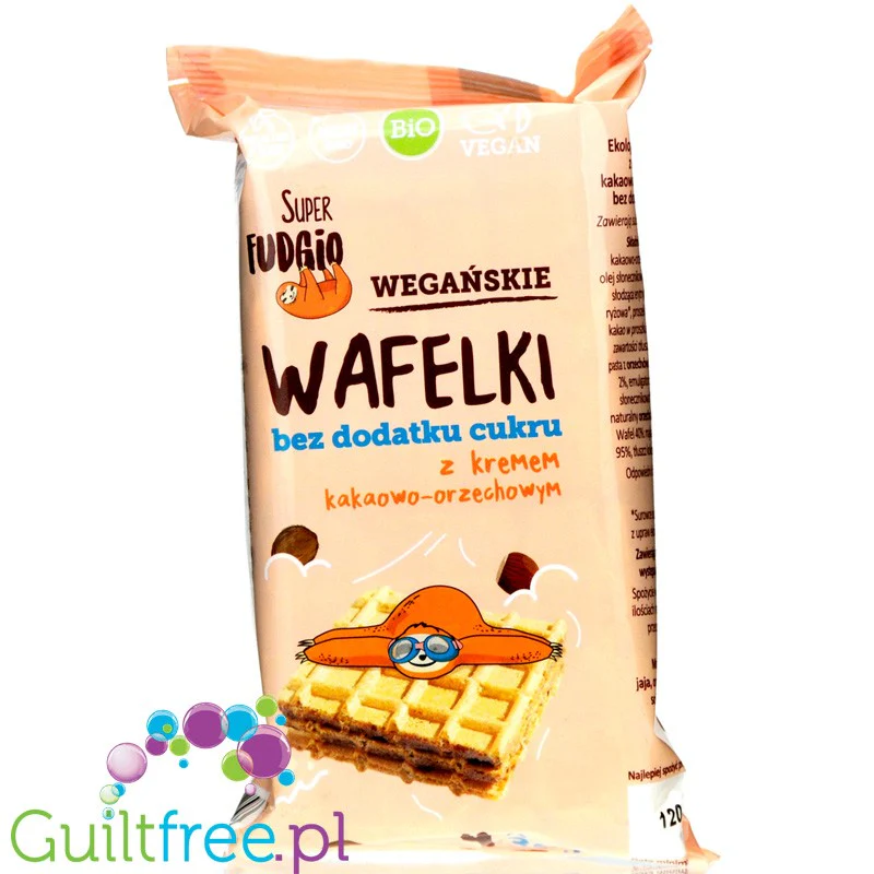 Super Fudgio wegańskie wafelki z kremem kakaowo-orzechowym bez dodatku cukru