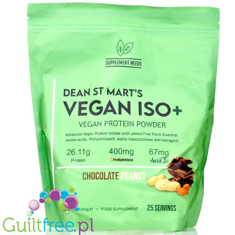 Supplement Needs Vegan ISO+ Chocolate Peanut - wegańska odzywka białkowa, izolat białka dyni i grochu