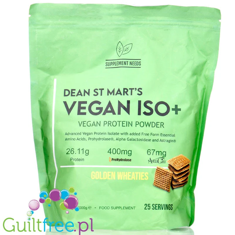 Supplement Needs Vegan ISO+ Golden Wheaties - wegańska odzywka białkowa, izolat białka dyni i grochu