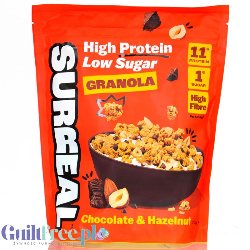 Surreal Granola Chocolate & Hazelnut - proteinowa granola bez dodatku cukru z czekoladą i orzechami