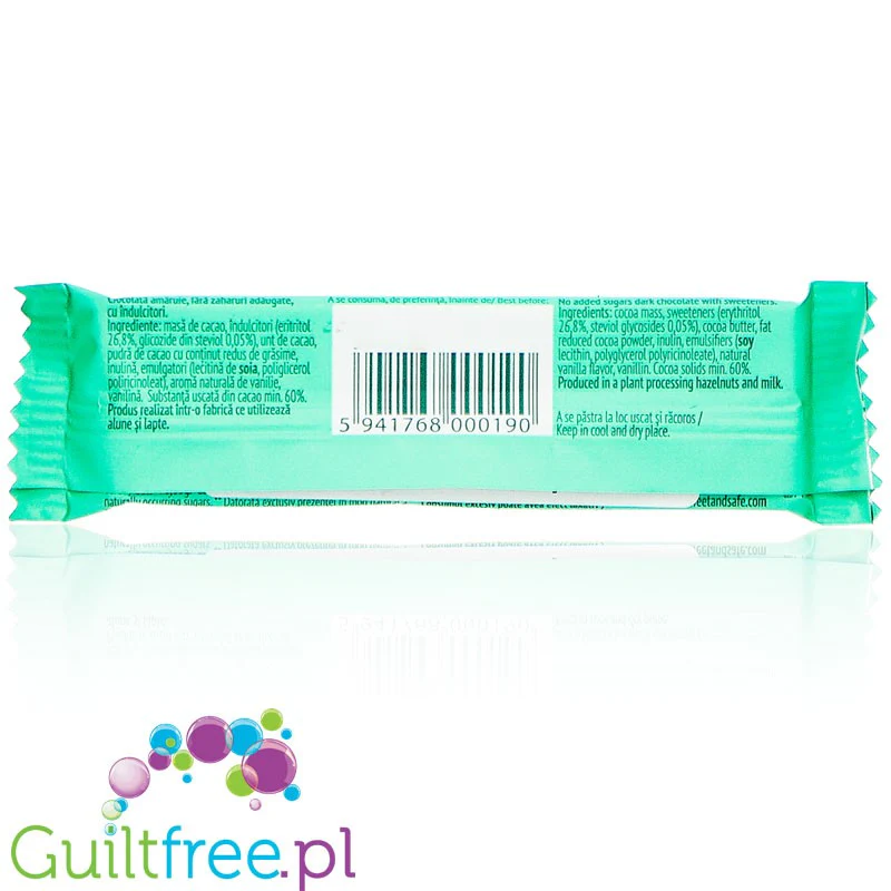 Sweet & Safe Super Stevia Dark Chocolate - baton z deserowej czekolady, 25% mniej kalorii - Image 2