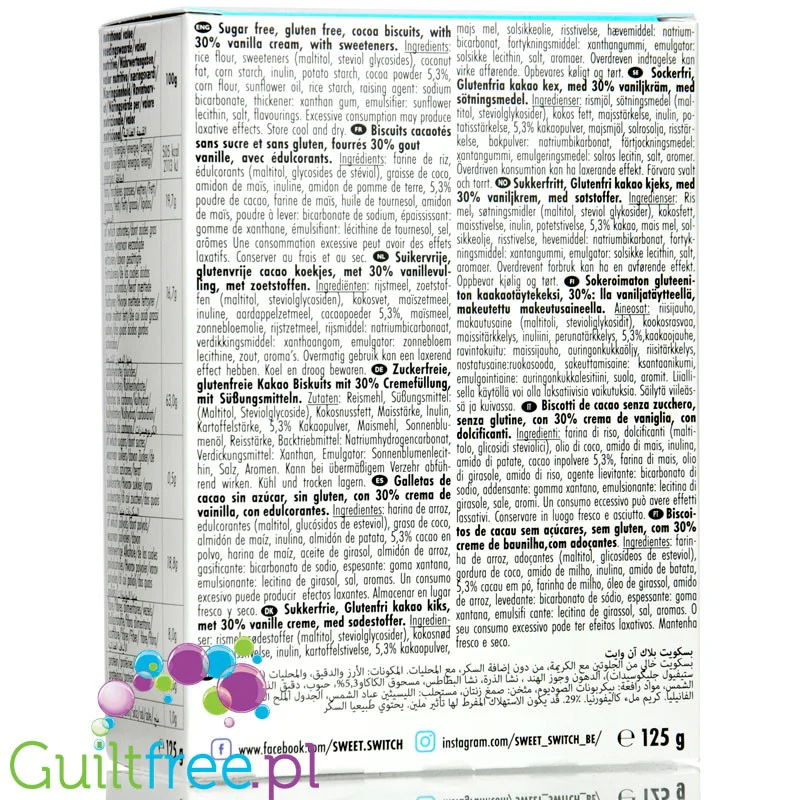 Sweet Switch ® Black & White Cookies - wegańskie bezglutenowe ciastka z kremem bez cukru i oleju palmowego - Image 3