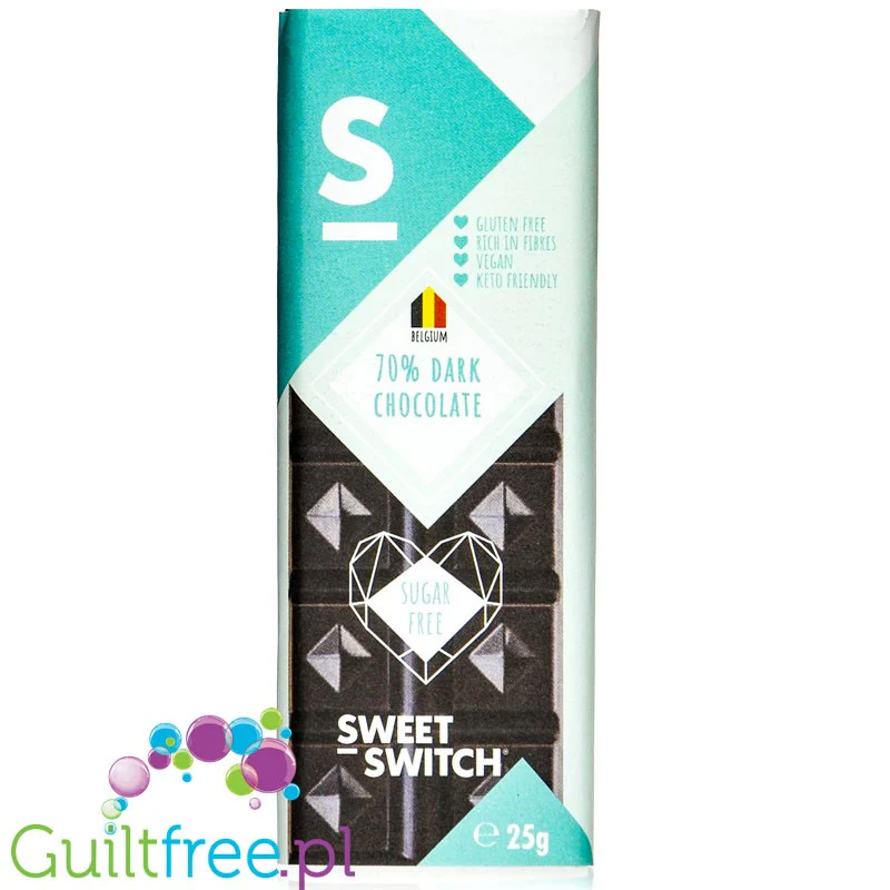 Sweet Switch Dark Chocolate 70% - gorzka czekoladka bez dodatku cukru ze stewią