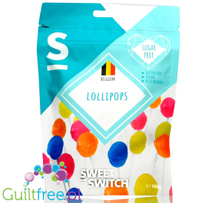 Sweet Switch ® Lollipopland - bezglutenowe wegańskie lizaki bez cukru, mix 5 smaków