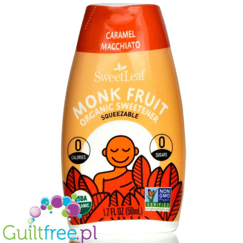 SweetLeaf Monk Fruit Caramel Macchiato - smakowy keto słodzik w kroplach