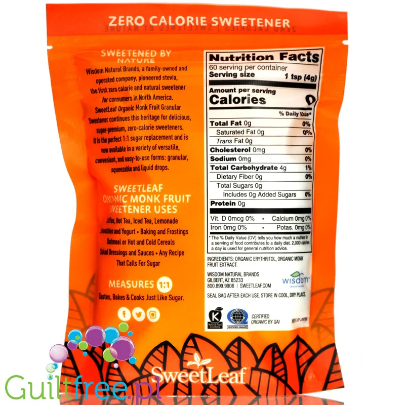 SweetLeaf  Monk Fruit - organiczny keto słodzik sypki - Image 2