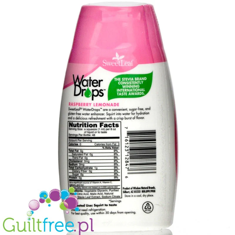 SweetLeaf Water Enhancer Drops Rapberry Lemonade, naturalny smacker do wody ze stewią - Image 2