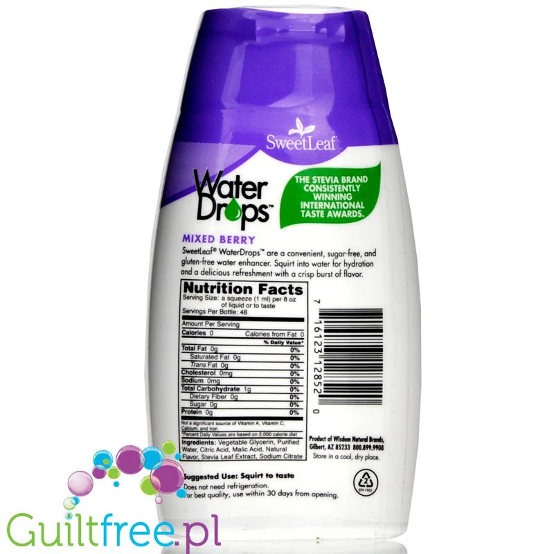 SweetLeaf Water Enhancer Drops Mixed Berry, naturalny smacker do wody ze stewią - Image 2