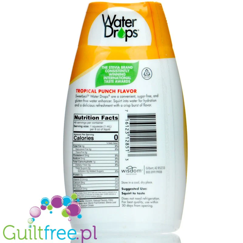 SweetLeaf Water Enhancer Drops Tropical Punch - naturalny smacker do wody ze stewią - Image 2