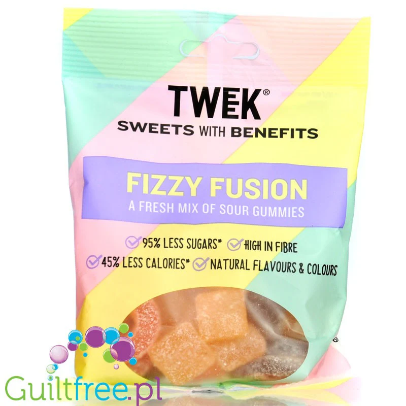 TWEEK Fizzy Fusion 80g - błonnikowe pianko-żelki owocowe bez dodatku  cukru 45% mniej kcal