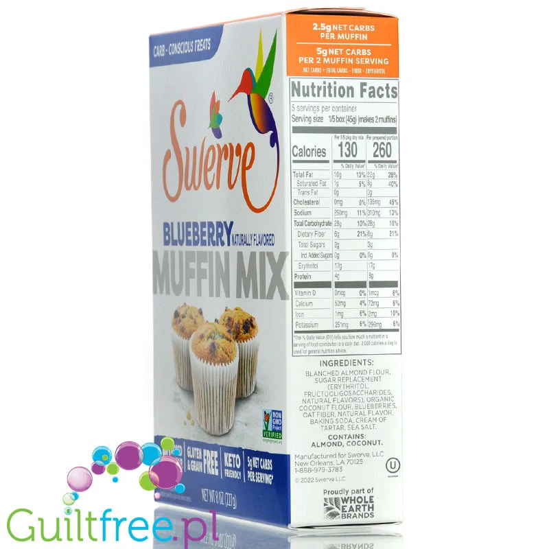 Swerve Blueberry Muffin Mix - bezglutenowa keto mieszanka na muffiny jagodowe bez cukru - Image 3