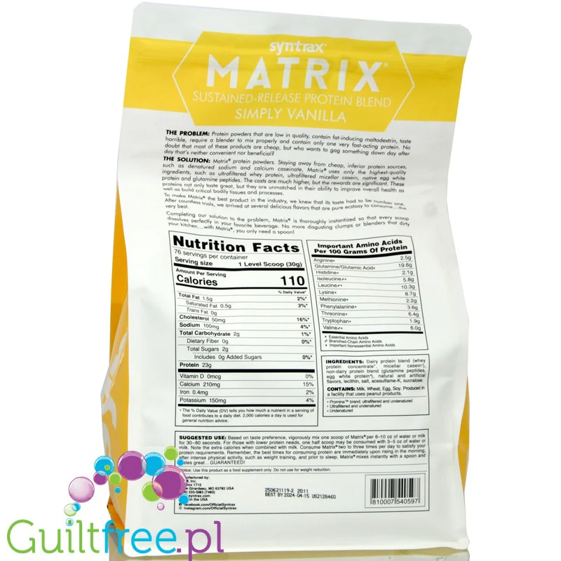 Syntrax Matrix 5.0 Simple Vanilla 2,27kg - odżywka antykataboliczna 3 frakcje białek - Image 2