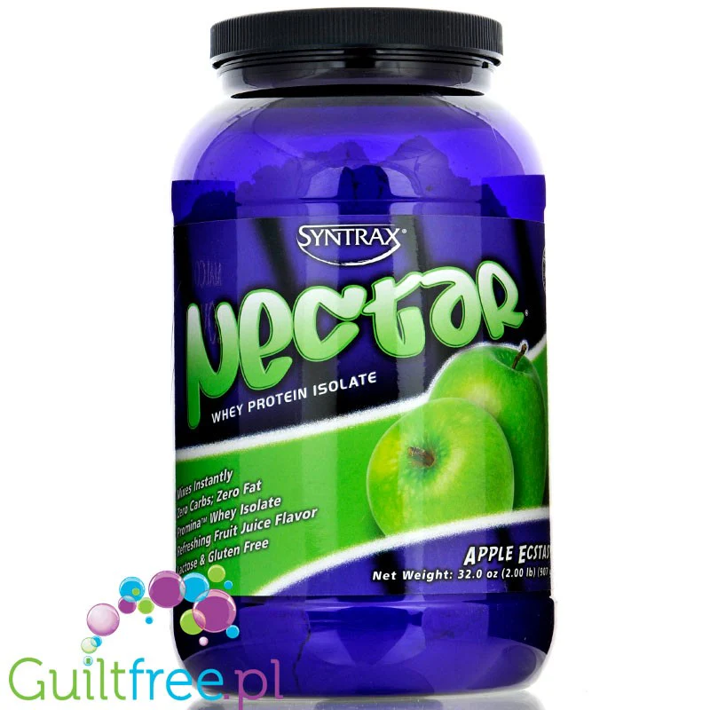 Syntrax Nectar Apple Ecstasy - odżywka białkowa bez cukru i bez tłuszczu, 23g białka w 100kcal, Zielone Jabłuszko