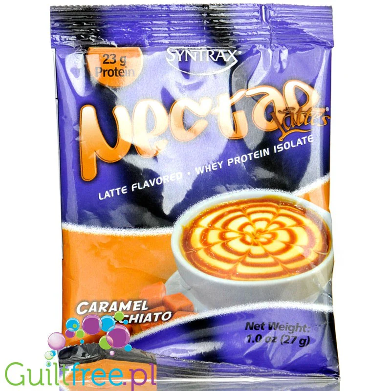 Syntrax Nectar Lattes Caramel Macchiato, saszetka - odżywka białkowa bez cukru i bez tłuszczu