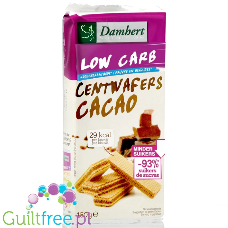Damhert Low Carb Cocoa Centwafers - wafelki z kremem kakaowym bez dodatku cukru