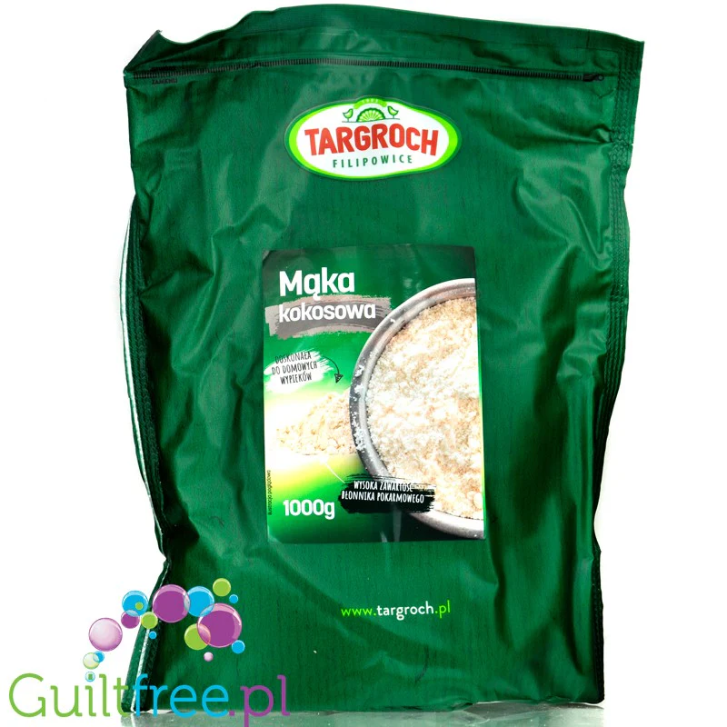 Targroch Mąka kokosowa 1kg - mocno odtłuszczona, 324kcal & 40g błonnika