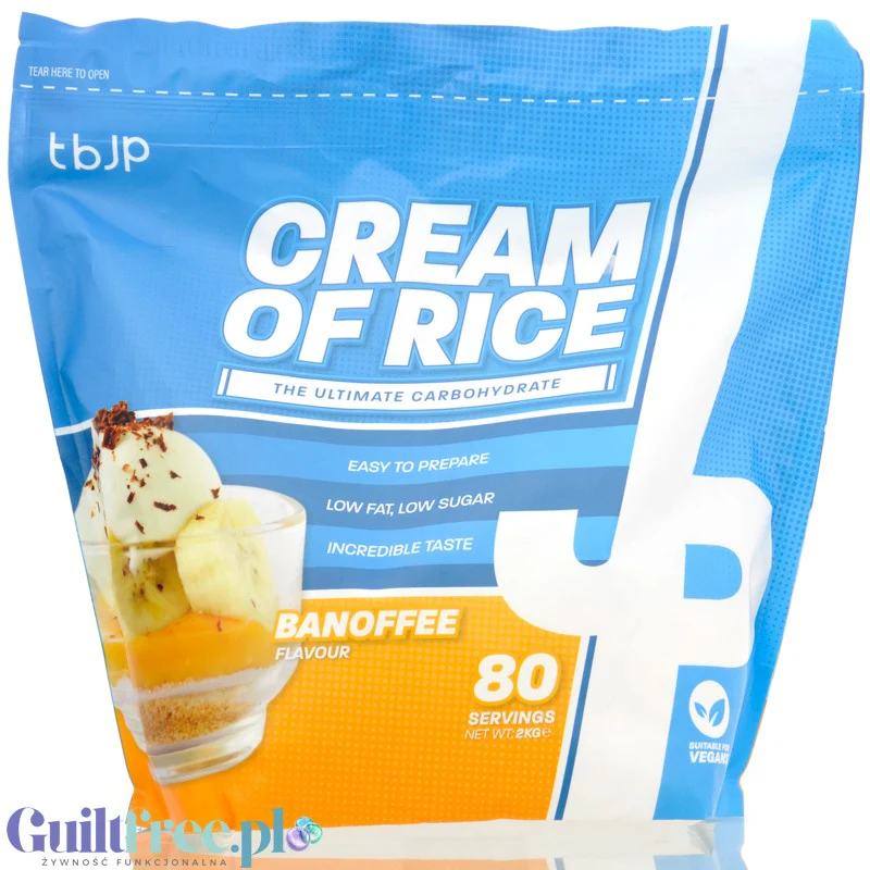 TBJP Cream of Rice, Banoffee 2kg - kleik ryżowy bez cukru, regeneracyjny posiłek treningowy, Banan & Tofi